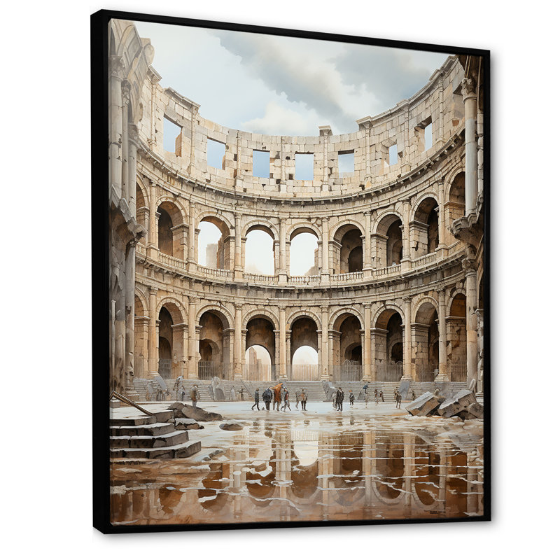 «Italian Colosseum Memory II», reproduction sur toile, Cadre flottant noir, H 32 po x l 24 po x P 1 po