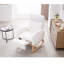 Chaise berçante de loisir en tissu blanc avec repose-pieds réglable, appui-tête, poche de rangement, base en bois massif, chaise de chambre de bébé ergonomique