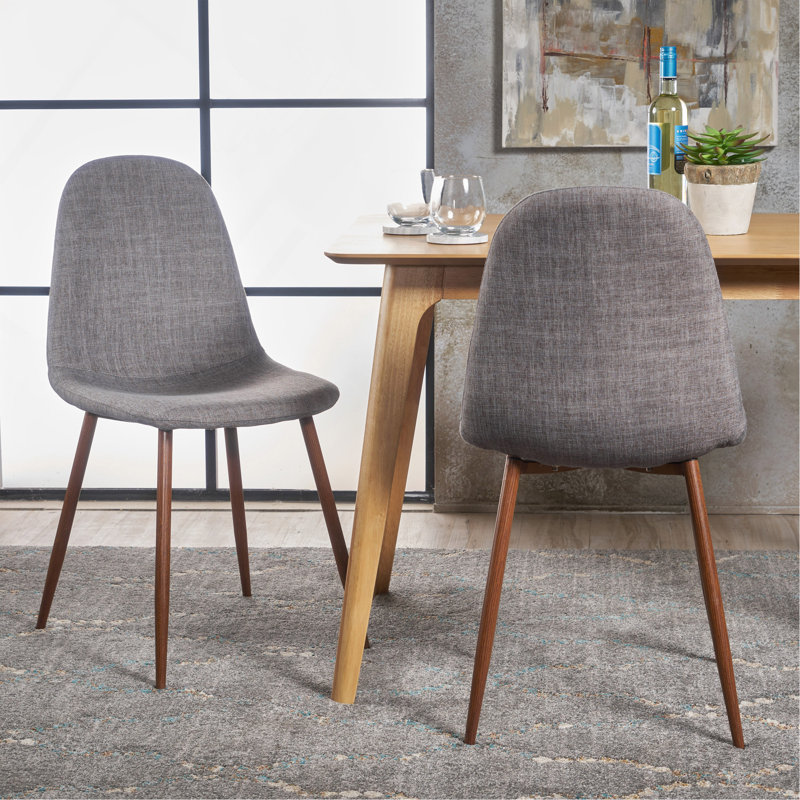 Ensemble de 2 chaises de salle à manger rembourrées en tissu Mid-Century