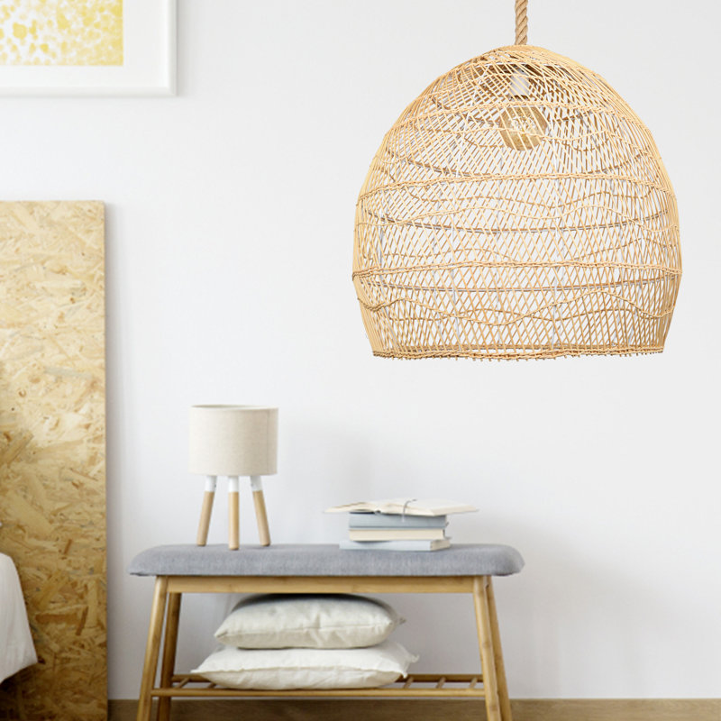 Raiford 1 - Light Natural Shaded Pendant, 19.69" H x 17.72" W x 17.72" D