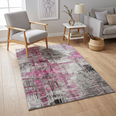 Tapis gris et fuchsia Asteria