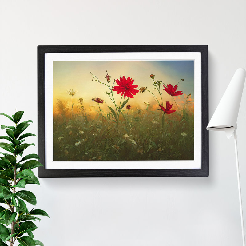 Dramatic Wildflowers Floral - Framed Print, Black Framed, 34cm H x 46cm W x 2cm D