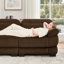 Canapé sans accoudoirs en velours côtelé avec 1 coussin - brun