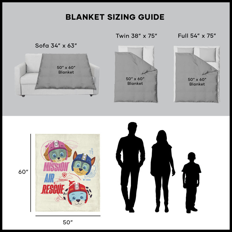 Jeté Paw Patrol High to the Silk Touch, L 60 po x l 50 po, Beige, Sauvetage aérien