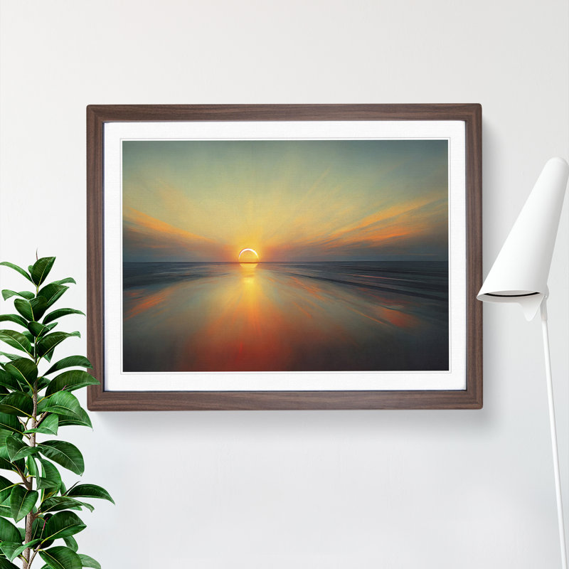 Serene Sunrise - Framed Print, 46cm H x 64cm W x 2cm D, Walnut