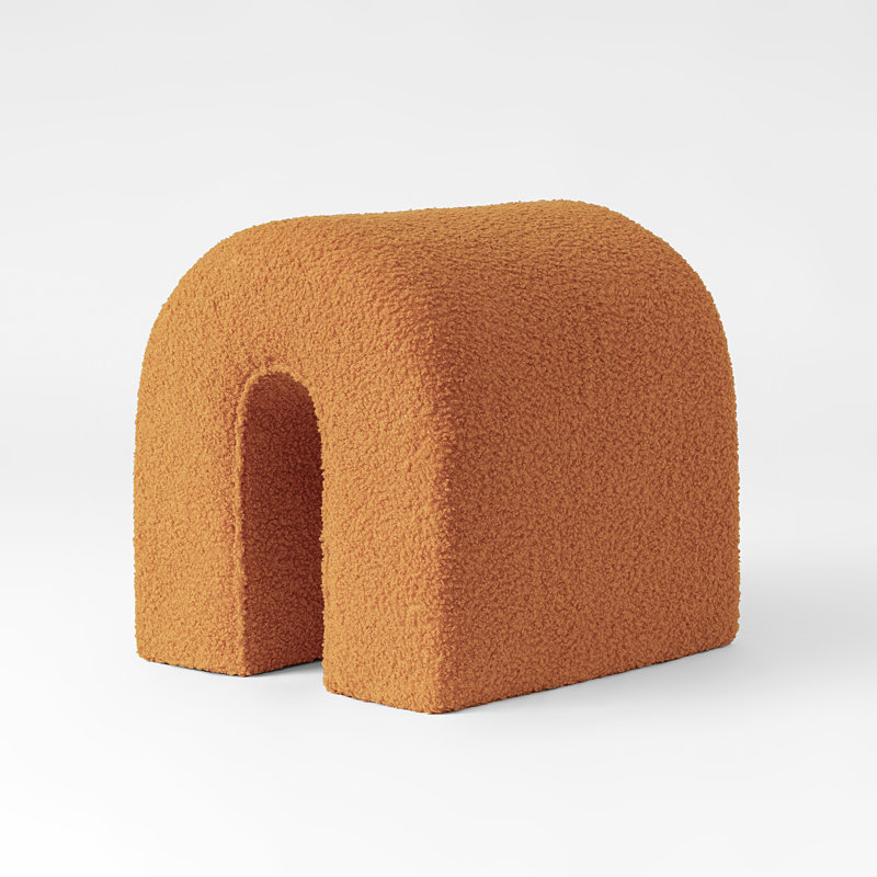 45cm Arched Footstool Large Ottoman, Orange