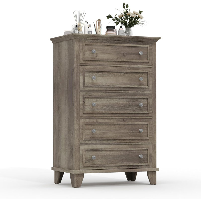 Commode moderne à 5 tiroirs Modern, Gris