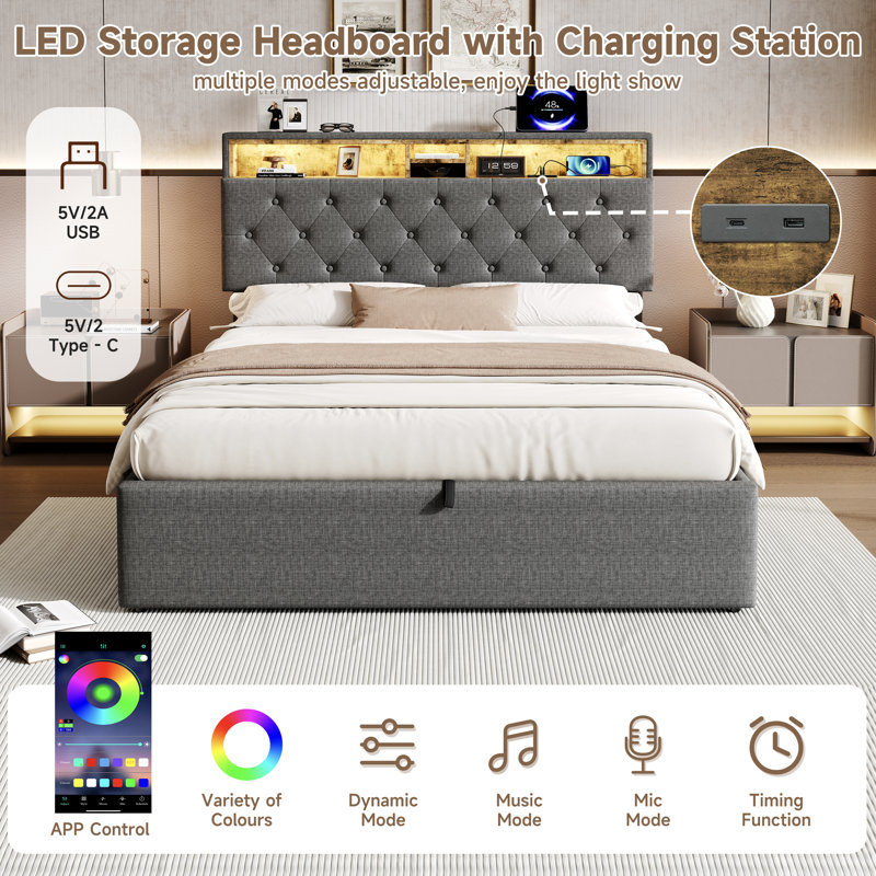 Metal Ottoman Storage Bed