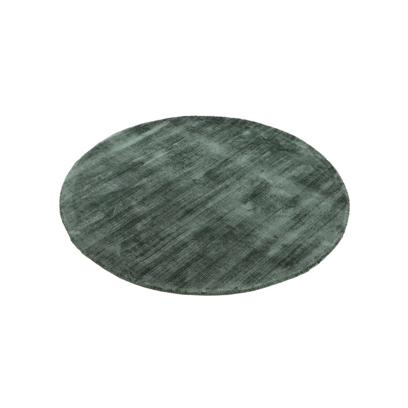 Ava Handmade Viscose Silky Solid Soft Dark Green Rug, Round 160cm