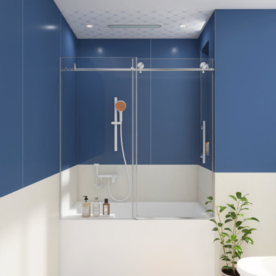 56-60 "W X 60"H Frameless Shower Door In Brushed Nickel