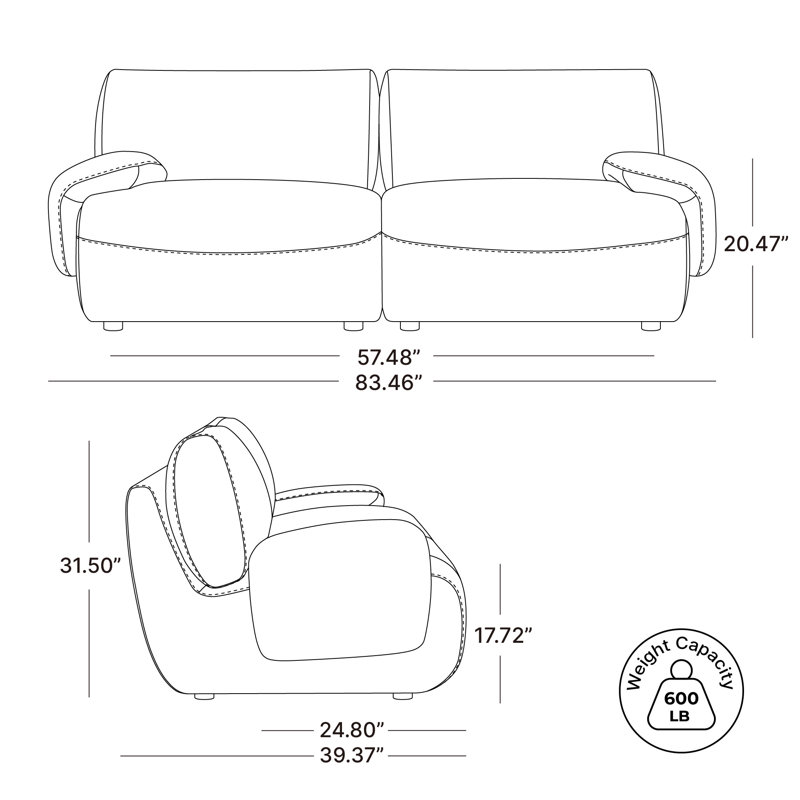  Nita Ashira 2-Piece Modular Upholstered Sofa, Milo