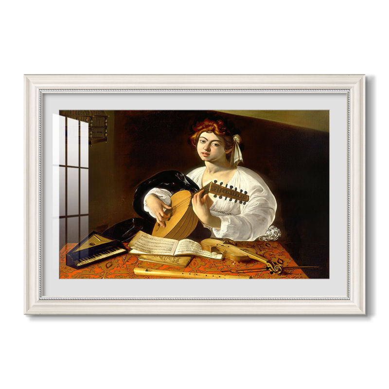 Le joueur de luth (version Wildenstein), v. 1596-Caravage - Toile avec cadre sur mesure, Oui, Craie antique, 30X44