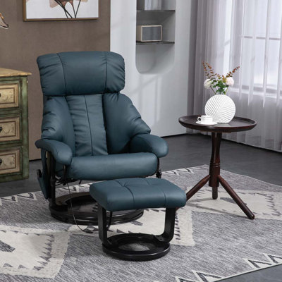 Fauteuil inclinable de massage pivotant en similicuir pivotant à 360 ° avec repose-pieds avec poche latérale et télécommande