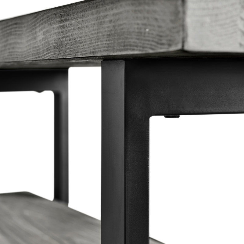 Solid Wood Storage Bench, Slate Grey