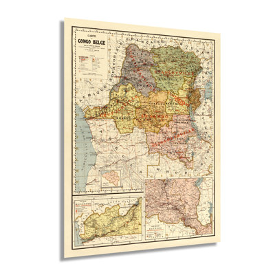 1896 carte du Congo belge - carte rétro du Congo - ancienne carte de la République Démocratique du Congo - carte de l'histoire du Congo belge, affiche d'art mural