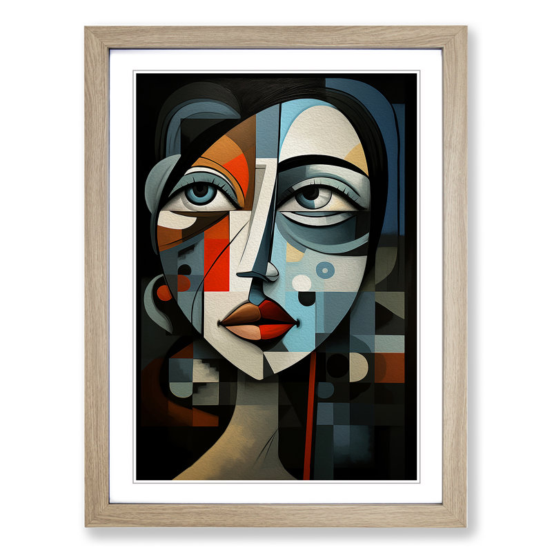 Pablo Picasso Digital - Single Picture Frame Print on Wood, 64cm H x 46cm W x 2cm D, Oak Framed