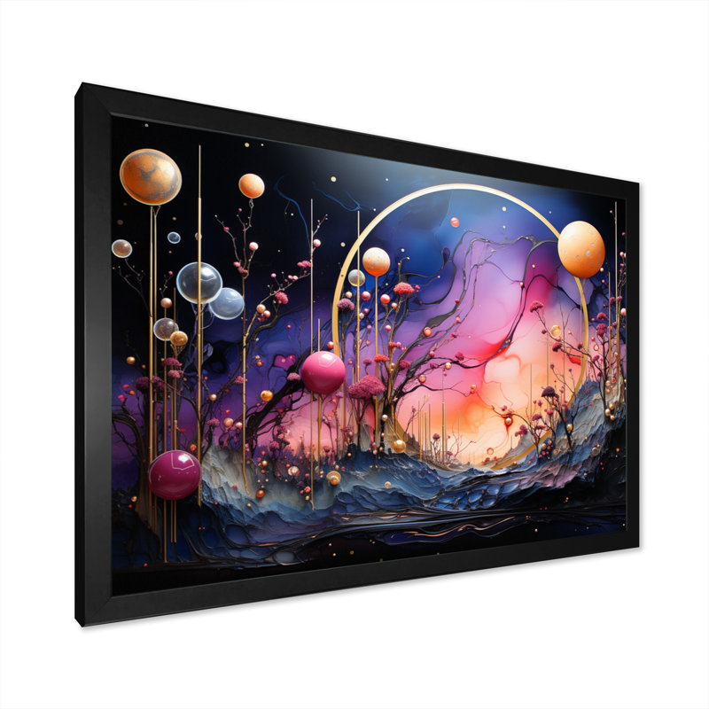 Cosmic Collage I - impression, H 24 po x l 32 po x P 1 po, Cadre simple noir