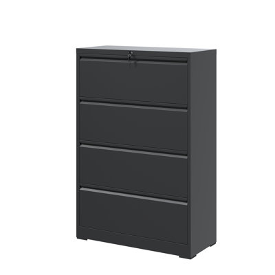 35.43"W 4 Drawer Metal Lateral File Cabinet with Lock for Home Office - A4/Letter/Legal Size by Inbox Zero