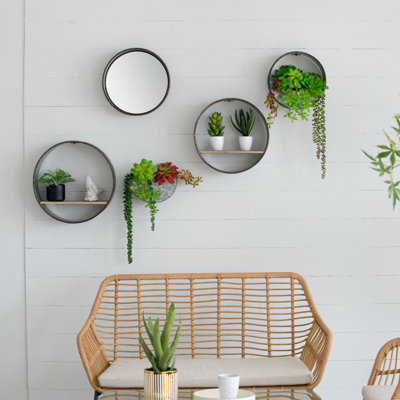 Farmhouse Round Metal Wall Planter, 5 Piece
