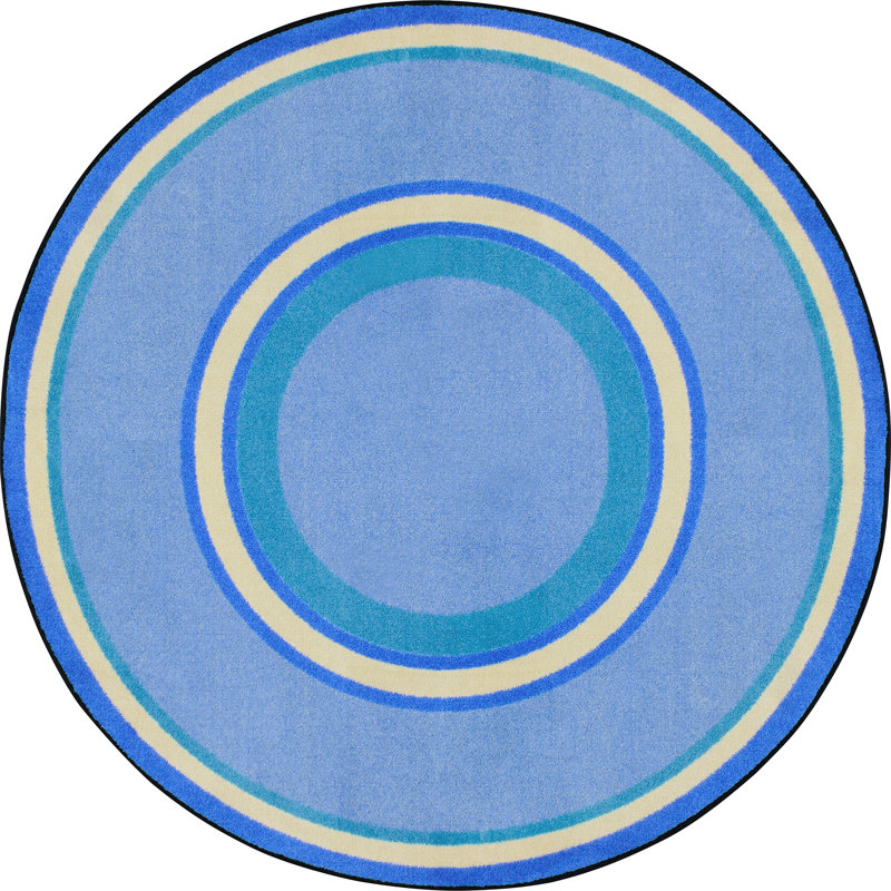 Tapis bleu Ripples Boy par Joy Carpets, Rond 7 pi 7 po