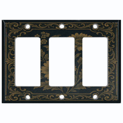Metal Light Switch Plate Cover; US Standard Size 3 Gang GFI Rocker - Floral Portrait