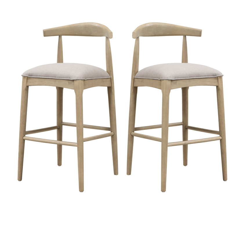 Tabouret de bar en tissu galet (ensemble de 2), Siège gris / structure en bois, Tabouret de bar (hauteur du siège de 30,5 po)
