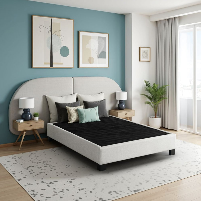 Lit plateforme tapissier Oatmeal