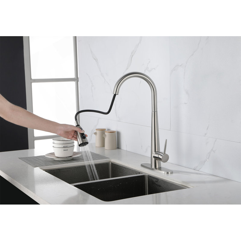 Kitchen Faucet With Pull Down Sprayer, Brushed Nickel