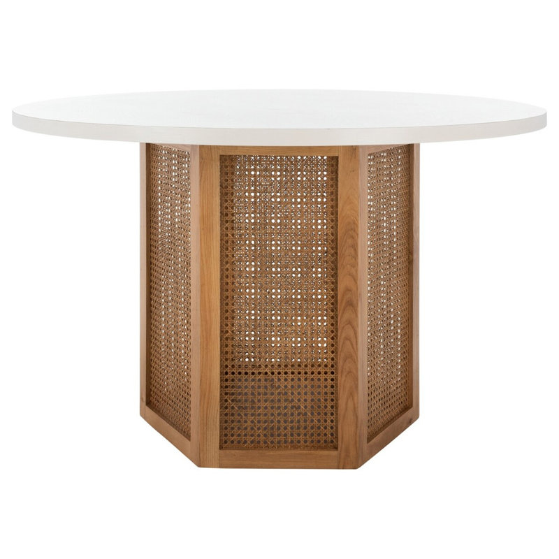Table de salle à manger Pacetti, Blanc, Naturel