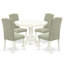 Ensemble de table de salle à manger 5 pièces comprenant une table de cuisine ronde avec piédestal et 4 chaises rembourrées en lin Shitake foncé, lin blanc-1869960861-1869960860-1800375220