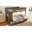 Lit superposé simple au-dessus de simple avec 4 tiroirs de rangement, lit superposé en bois massif avec garde-robe intégrée et garde-corps pleine longueur, aucun sommier nécessaire, brun