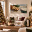 Art mural sur toile en forme de pain de pain avec branches de pin-2139144053