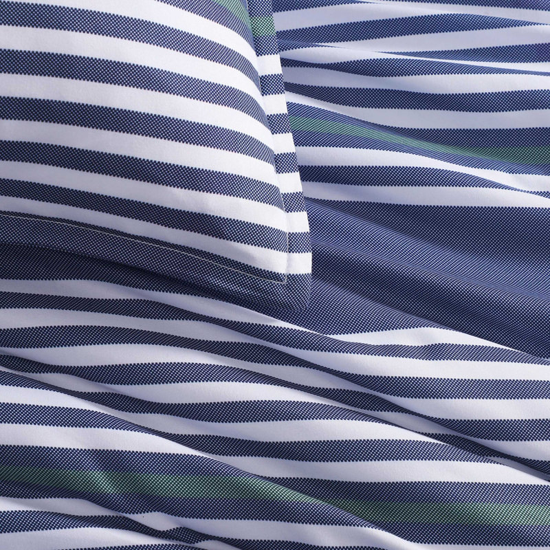 Ensemble d'édredon réversible bleu foncé Tommy Hilfiger, Édredon de grande taille et 6 pièces supplément, Bleu rayé 1