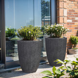 Mediterranean 19.2inch Tall Tapered Round Plastic Pot Planters Set