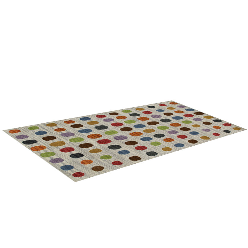 Wimbledon Polka Dots Wool Area Rug, Rectangle 70 x 140cm