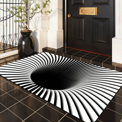  Tapis d'entrée antidérapant pour l'intérieur et l'extérieur, vortex 3D, 24 po x 36 po