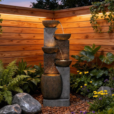 Friedrika Hand Crafted Weather Resistant Floor Fountain with Light