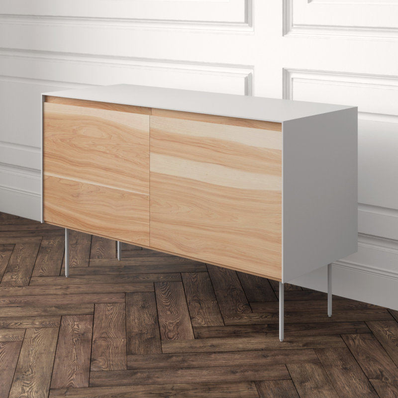 Clad 46'' W Solid Wood Sideboard, White/Hickory