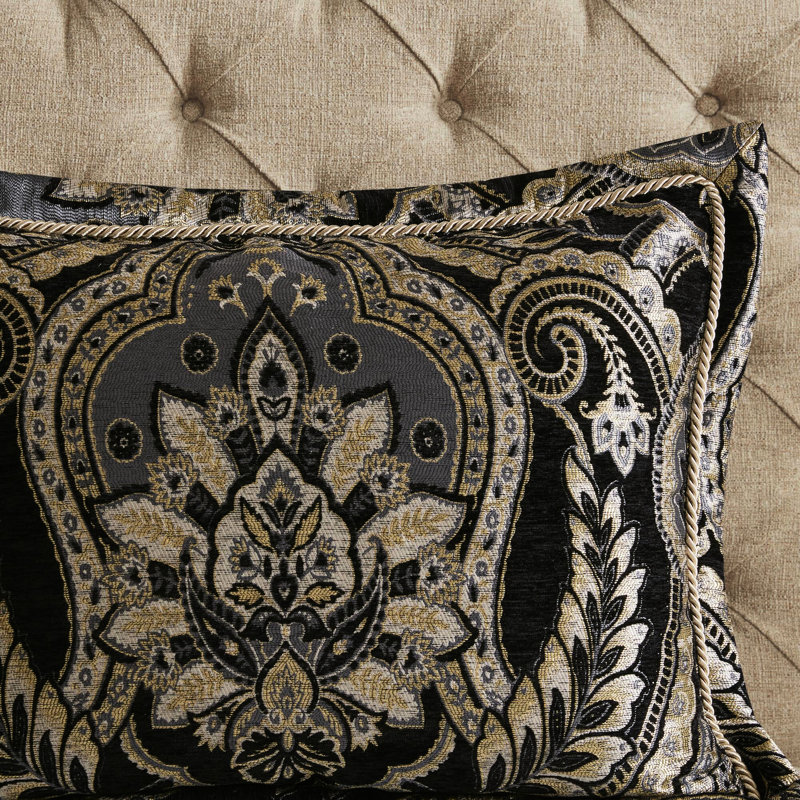 Très grand édredon 4 pièces - 1 édredon, 2 taies décoratives, jupe de lit, ornement exquis, fermeture à glissière cachée, chenille, structure avec design inclus processus amélioré 2022, satin antique, matériau