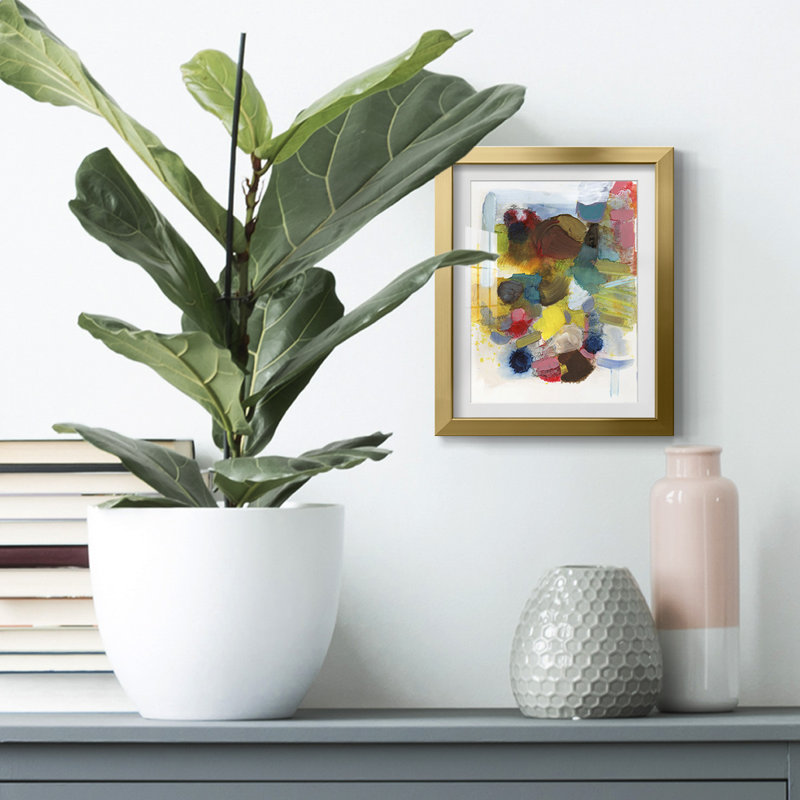 " Everything At Once I ", Framed Print with Mat, 20" H x 16" W, Gold