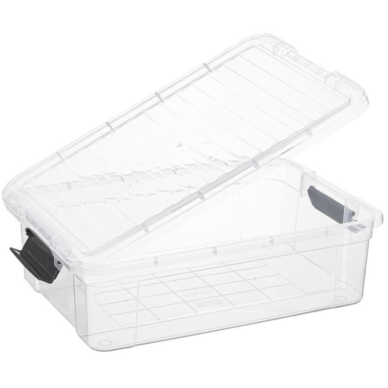  Clear Storage Box with Lid, 13.7 Quart Plastic Container Bins for Organizing, Stackable Crates, BPA Free, Non Toxic, Odor Free, Organizers for Home, Office, School, and Dorm, 12 Pack