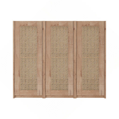 Armoire latérale de salle de bain à fixation flottante 36 pouces avec portes en rotin à fermeture en douceur