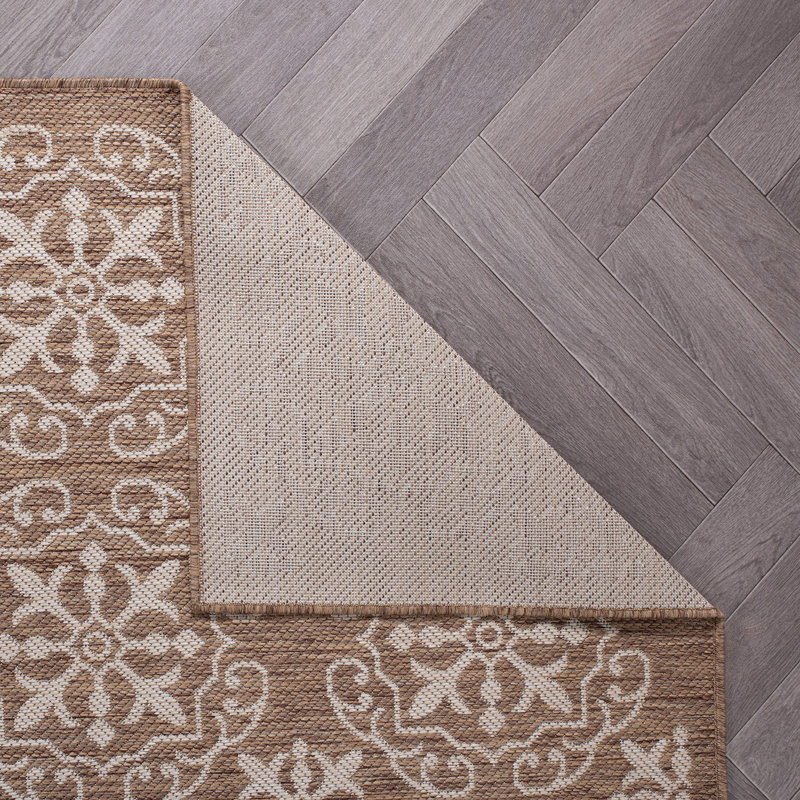 Charmia Geometric Brown/Beige Indoor&Outdoor Area Rug, Rectangle 2' x 3'