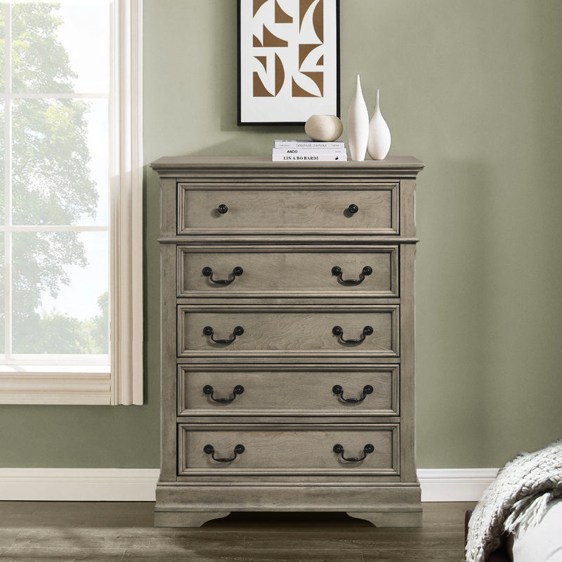 Commode 5 tiroirs Deasia, Blé