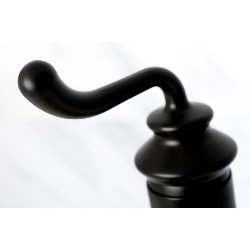 Kingston Brass Royale Single-Handle 1-Hole Deck Mount Bathroom Faucet with Push Pop-Up, Matte Black