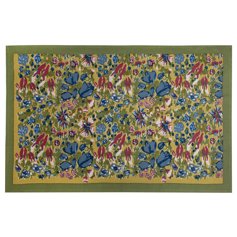Sorene Floral Tea Towel, Blue/Vert