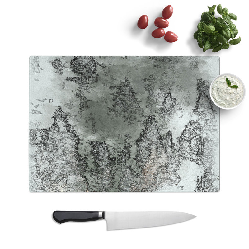 Tempered Glass a Forest in Italy Sketch Chopping Board, 20 cm x 28.5 cm