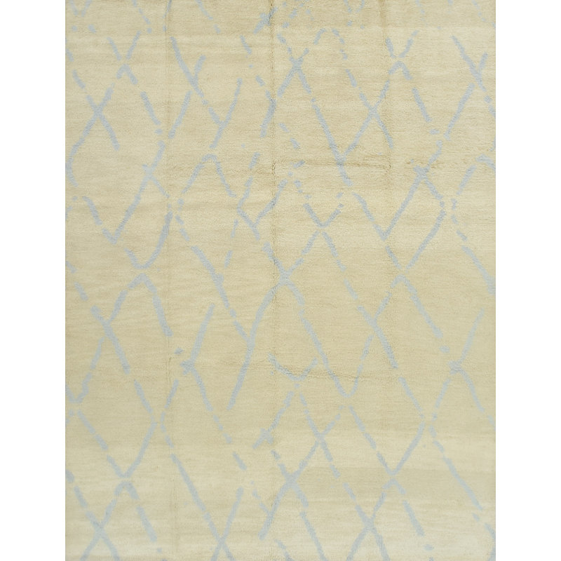 Tapis marocain en laine noué à la main en blanc
