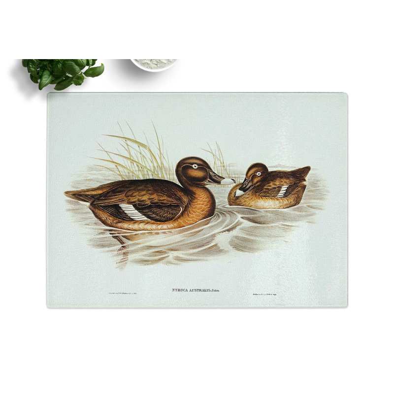 Tempered Glass Duck by Elizabeth Gould Chopping Board, 28.5 cm x 20 cm