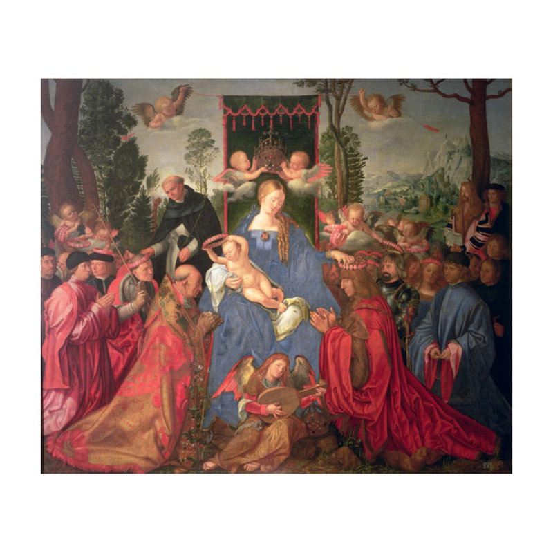 Guirlande de roses, retable par Albrecht Dürer - Estampe numérique, H 22 po x l 28 po